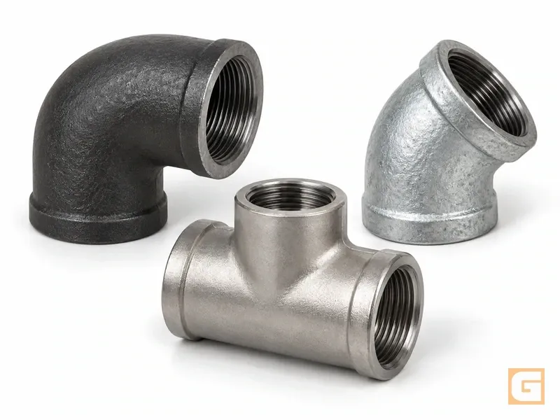 Codo y tee roscados a 90° y 45° — Tubería y accesorios de acero