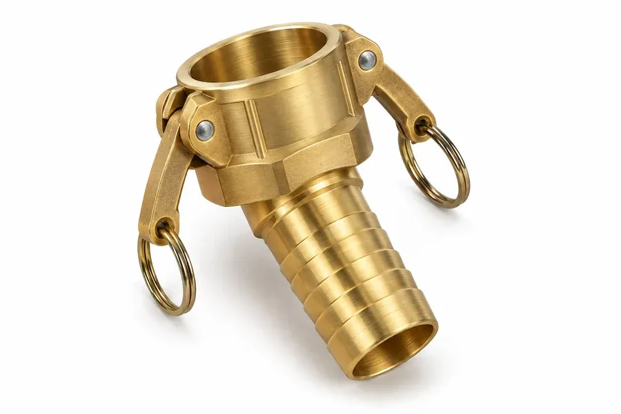 Acople Camlock de bronce con manijas y anillo de seguridad